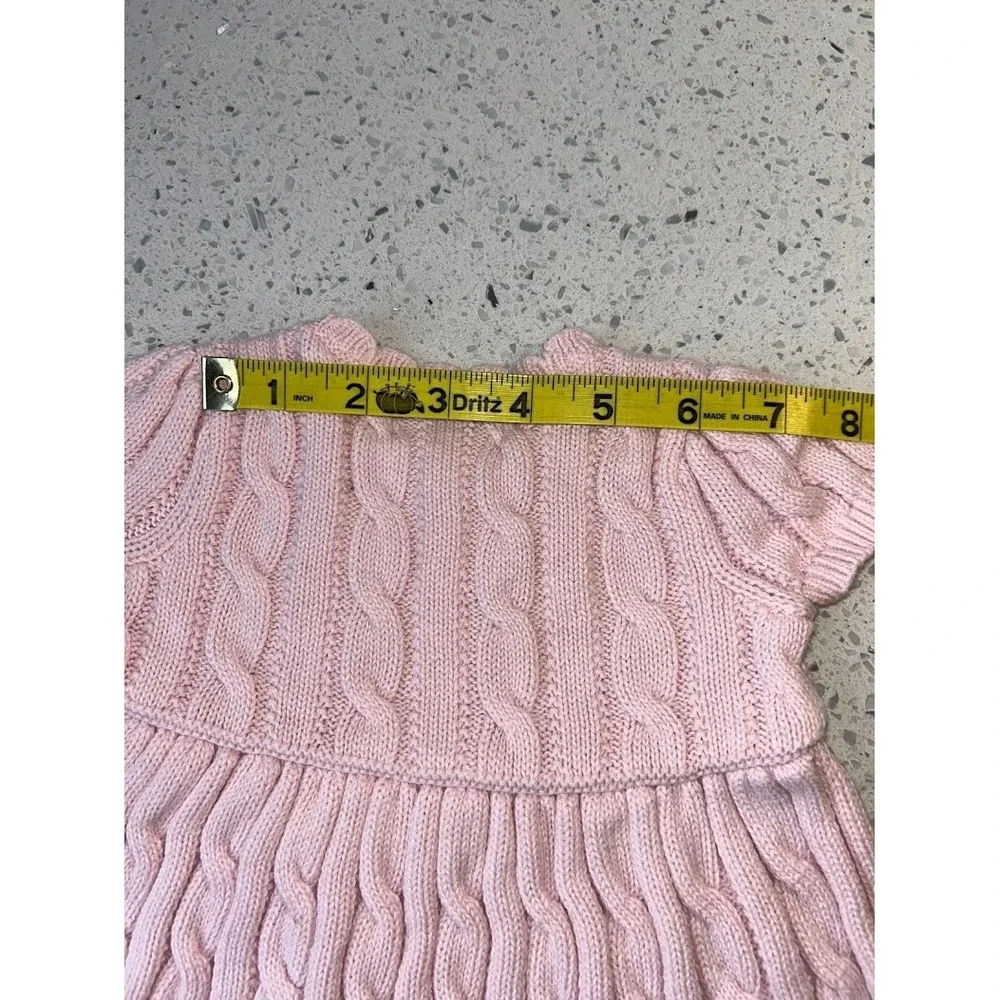 Ralph Lauren Baby‎ Girls Pink Cable Knit Sweater Dress Short Sleeve 6M Pony Logo